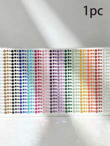 900/Pcs Rainbow Color Round Rhinestone Self-Adhesive Stickers, Party Makeup Face Stickers, Nail Art Decoration, Parent-Child Crafting, Accessory Modification, Photo Album Decoration, Multi-Functional DIY Glitter Rhinestone Stickers - Multicolor - View 8