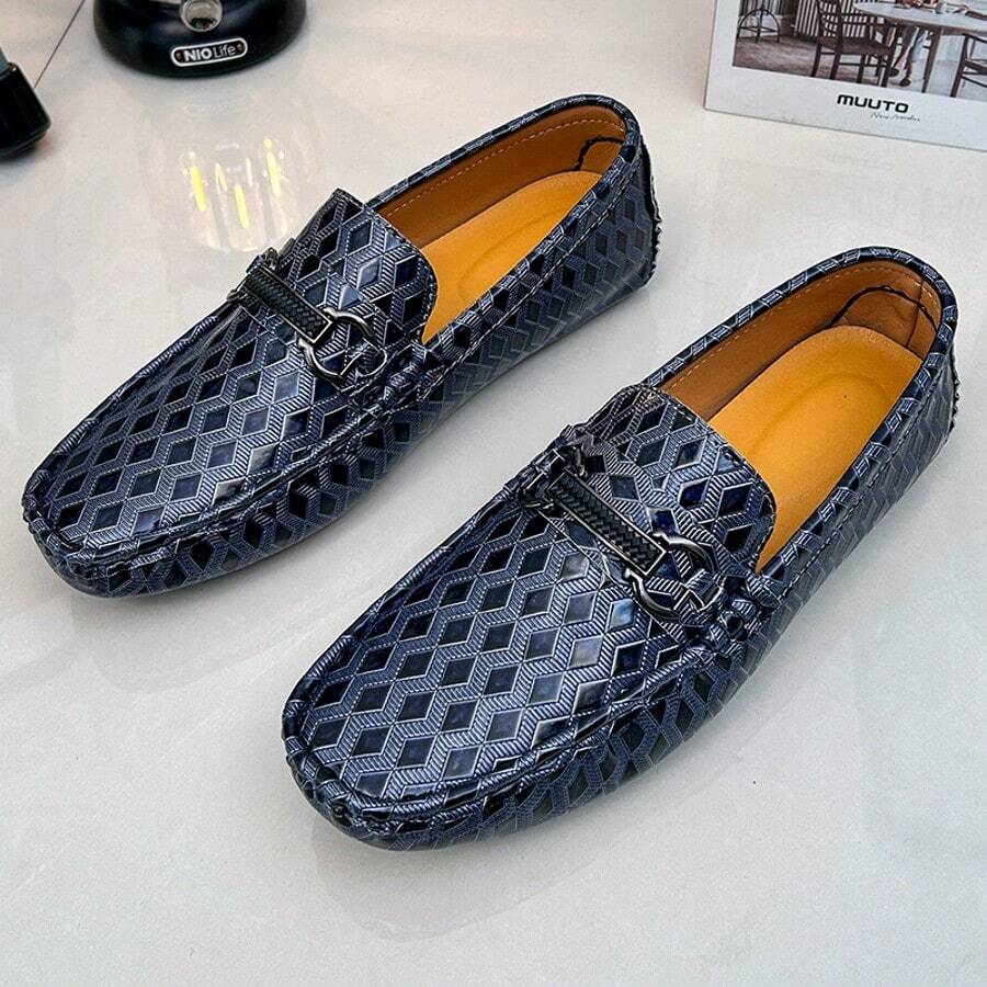 Fashionable Men's Loafers, Rubber Outsole, Non-Slip, Slip-On, Suitable For Weddings, Parties And Other Occasions, Men's Loafers - Dark Blue - View 1
