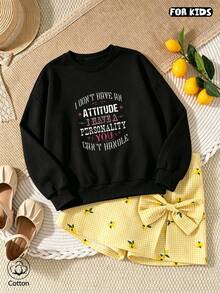 Children's Street Style Hoodie With Pink And White Letter Prints, Suitable For Daily Wear In Spring And Autumn, Comfortable And Breathable - Black - View 2