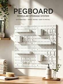 No-Drill Pegboard Storage Rack, Wall-Mounted Organizer, Multi-Functional Wall Storage Board, No-Drill Modular Hook Storage Rack, Kitchen Spice & Utensil Storage Rack, Bathroom Toiletries Storage Rack, Bedroom Cosmetics & Skincare Storage Rack, Entryway Key Holder, Office Supplies Organizer Rack, Dorm Wall Storage Rack, Tool Storage Board, Desktop Organizer Storage Board - Multicolor - View 1