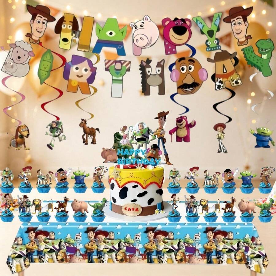 Mesuca Toy Cowboy Theme Banner, Hanging Swirls, Large And Small Cake ...