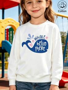 سترة "Whale hello there" بتصميم حوت كرتوني وقلب - أبيض - مشاهدة 9