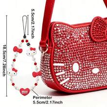 Hasbro 1PC Hello Kitty DIY Beads, Pendants, DIY Bag Decorations, Red Love Bow Mobile Phone Pendant, Compatible With All Mobile Phone Cases, Tablet Cases And Backpacks - One Size - View 3