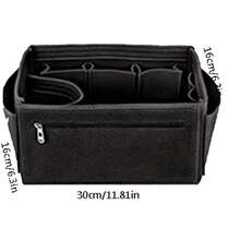 1pc Felt Inner Bag Organizer, Compartment Pouch, Makeup Bag, Medium Size, Multi-Functional Storage Bag, Simple Divided Design, Neat And Organized, Built-In Bag - Black - View 11