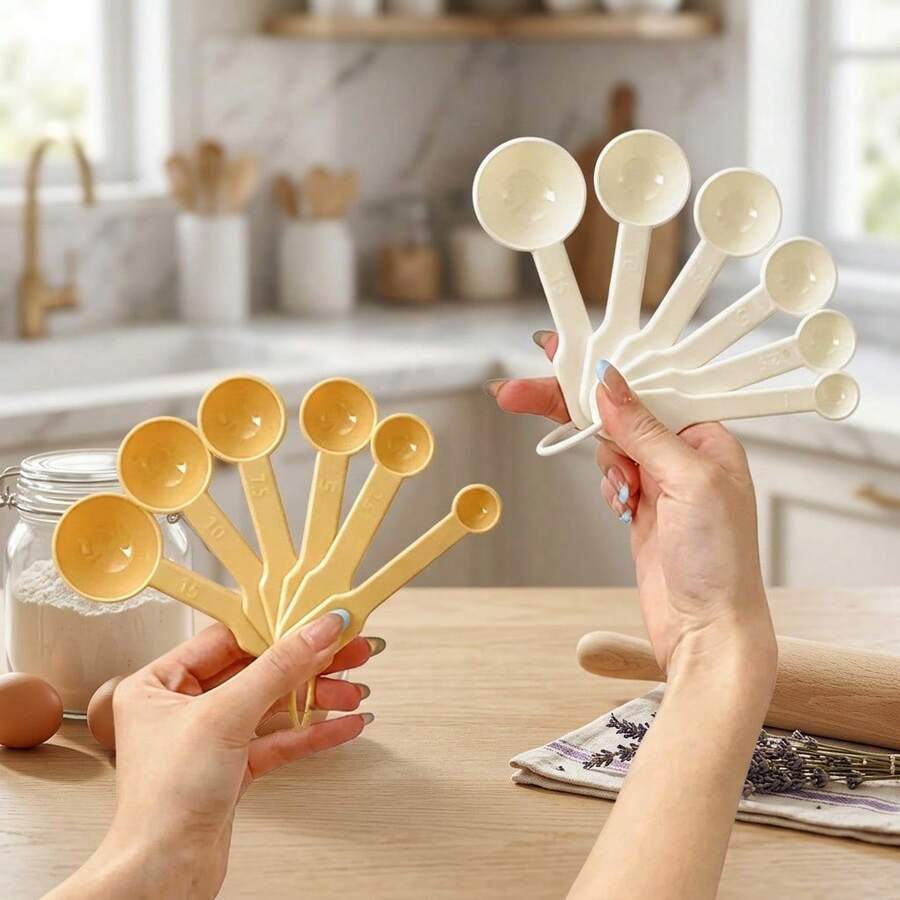 Set Sendok Takar Plastik Multifungsi 1/2/4 buah, Sendok Takar Segmen yang Dapat Ditumpuk, Sendok Takar Kopi, Garam, dan Bumbu, Cocok untuk Alat Memasak & Memanggang di Dapur dan Restoran