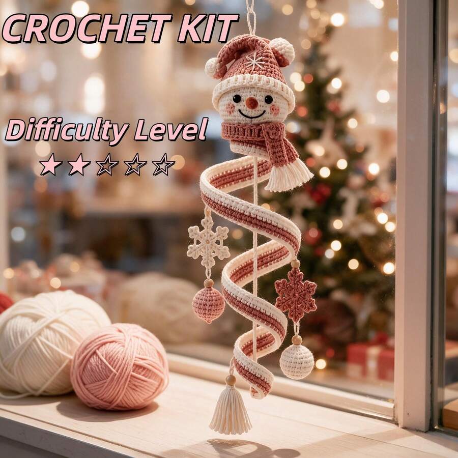1 Set Spiral Snowman Crochet DIY Kit, Designed For Beginners, Easy To Start. Handmade Knitting, Full Of Fun. Includes Detailed English Instructions And Step-By-Step Video Tutorials, One Step At A Time, Even Beginners Can Complete. Suitable For Birthday, Valentine's Day, Mother's Day, Christmas, Halloween, Back To School, Ramadan And Other Holidays, An Ideal Gift Choice Filled With Heart. - C-Multicolor Set - View 1
