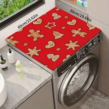 1pc Christmas Gingerbread Man Snowflake Bell Print Kitchen Table Mat, Red Christmas Tablecloth Coffee Machine Countertop Mat, Winter Holiday Party Restaurant Tabletop Decor Drain Mat, Home Kitchen Christmas Decoration - Multicolor - View 9
