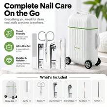 6pcs Portable Luggage Nail Care Set, Compact Stainless Steel Nail Clipper Tool Box, Essential Manicure & Dead Skin Cleaning Tools For Travel And Business Trips - Multicolor - View 2