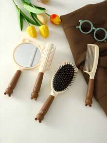 1-4pcs Cute Cat Handle Hair Comb, Portable Detangling Air Cushion Brush, Home Curling Comb, Travel Makeup Comb - Multicolor - View 15