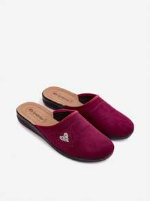 Women's Inblu Comfortable Light Soft Home Slippers With Heart And  For Relaxation Gray Red - Red - View 7
