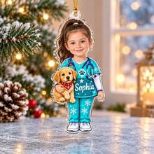 1pc Custom Kids Photo Career Christmas Ornament,Vet Chef Scientist Firefighter Astronaut Builder Custom Face Tree Decor,Holiday Keepsak,Christmas Gift - Cadet Blue - View 12