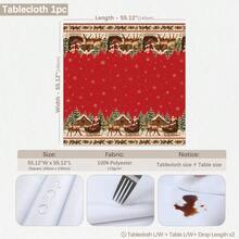 1pc Christmas Winter Santa Village Snow Scene Pattern Tablecloth, Stain-Resistant Dining Table Decor Cloth, Suitable For Kitchen, Dining Table, Coffee Table, TV Stand, Entryway, Party Holiday Decoration, Home Decor, Christmas Gathering - Multicolor - View 11