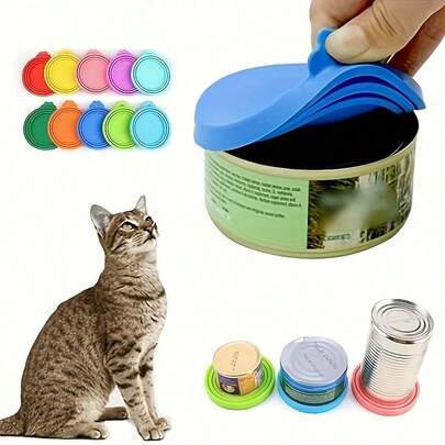 2 piezas (Tapa + Cuchara) Tapa de lata de comida para mascotas con cuchara, tapa de silicona para lata de comida para perros y gatos, una tapa se ajusta a la mayoría de las latas de comida para perros y gatos de tamaño estándar