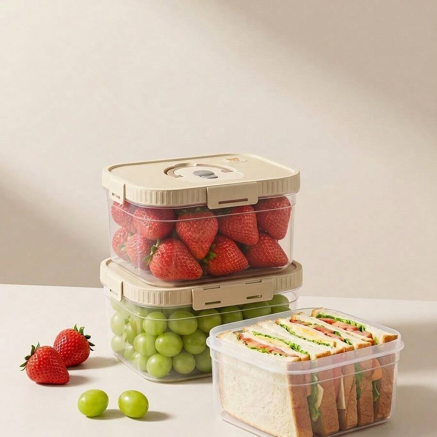 Multi-Functional Transparent Plastic Compartment Food Storage Box, Refrigerator Multi Grids Sealed Fresh-Keeping Box With Cover, Large Capacity Reusable Vegetables FruitsIngredient Container, Microwave Heatable, Kitchen Food Storage And Organization