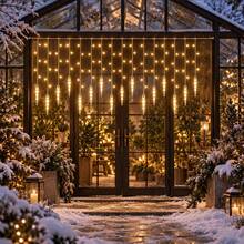 1pc Christmas Decorations 96 LED Icicle Lights With Drops Ice Drop Pendant Curtain String Lights USB Powered & Remote Control 8 Modes 3 Color For Home Indoor Outdoor New Year Holiday Window Party Wedding Decor - Multicolor - View 6