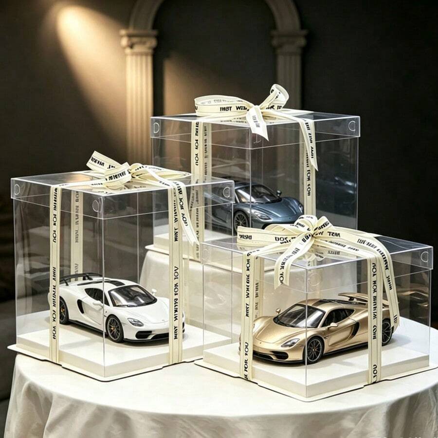 صندوق هدايا شفاف ديكوري قطعة واحدة، صندوق تغليف هدايا PET لتغليف هدايا حفلات العطلات والكريسماس والهالوين وعيد الحب، لتزيين وتعبئة الزهور والأحذية - أبيض - مشاهدة 1
