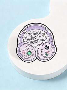 1 Pc Whimsical Emotional‑Theme Enamel Pin, Cartoon Headphones With Cute Characters Decorative Brooch - Multicolor - View 8