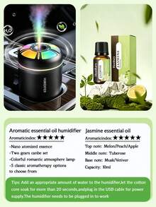 1pc 180ml Car Aromatherapy Humidifier With Colorful Gradient Ambient Light, USB Portable Power, Quiet Operation, Desktop Decor With Color Light, Car Mist Humidifier With 5 Essential Oils, Suitable For Indoor Decoration, Office And Car Use - A - View 13