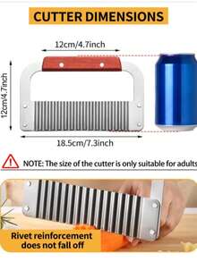 Wavy Slicer, Stainless Steel Handle Wavy Vegetable Cutter, Potato French Fries Slicer, Suitable For Potato, Carrot, Cucumber And Vegetable Cutting Wavy Knife, Kitchen Food Preparation Tool - Multicolor - View 5