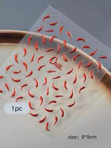 1 pièce Autocollant thème piment rouge créatif et amusant, design vif et animé, schéma de couleurs rouge vif accrocheur, motif petit et exquis, convient pour coller sur tasse à eau, tasse d'aromathérapie, cahier, coque d'appareil électronique, etc., apporte une atmosphère ludique et animée, crée facilement une décoration DIY personnalisée et unique - Autocollant piment rouge - Voir 6