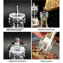 Manual Pepper Grinder, Adjustable Coarseness, Acrylic Material, Easy Operation For Peppercorn, Sea Salt, Spice Seasoning - Transparent - View 7