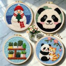 DIY Punch Needle Embroidery Kit For Beginners, Includes Punch Needle, Yarn, Instructions, Embroidery Hoop And Pre-Printed Fabric, Colorful Floral Landscape Pattern, Creative Handmade Wall Decor Gift, 2D Printed Set, 20x20cm/7.87in - 20 X 20 cm - View 12