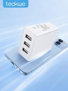 Teckwe 3-Port USB Wall Charger, US Plug Multi Port USB Power Adapter, Portable 5V Universal Travel Charging Block For IPhone Android Cell Phones Earbuds Smart Devices - US A Type Plug(110-127V) - View 1