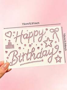 2pcs Happy Birthday Rhinestone Letter Theme Decorative Sticker Set, With Exclusive Tweezers, Self-Adhesive, Luxury Shiny Party Rhinestone Decor Stickers, With Heart Star Bow Patterns, Suitable For Birthday Cake Decoration, Gift Box Packaging, Party Balloon Decoration, Gift Wrapping Decoration Stickers - Happy Birthday Rhinestone Sticker - View 6
