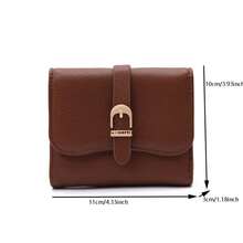 PRETTYZYS Fashionable Short Wallet 2026 New Solid Color Folding Snap Belt Design Korean Style Minimalist Multifunctional Card Holder Coin Purse ID Window Storage Wallet Christmas Gift Back To School Gift Valentine's Day Gift Mother's Day Gift All Season - Brown - View 9