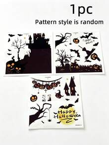 New Halloween Black Castle, Bat, Pumpkin Window Glass Static Cling Stickers Scene Decor, Halloween Party, Store Window Decoration - Sticker - View 11