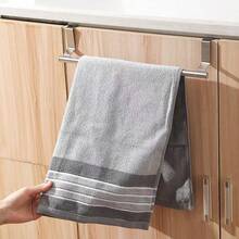 1pc Kitchen Sink Towel Rack Cabinet Door Hook, No-Drill Kitchen Cabinet Door Hanging Rack, Drawer Towel Rack, Available In Black/Silver/White - Silver - View 12