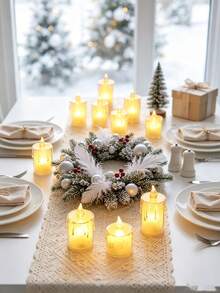 12/24pcs Crystal Decorative Flameless LED Candles, Battery Operated Realistic Tea Light Candles, Christmas Table Wedding Party Decoration, Switch Control, Batteries Included, Proposal Wedding Birthday Home Decor Electronic Candle Lights - Tears - View 3
