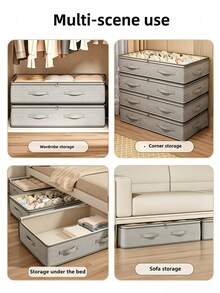 1 Underbed Storage Cabinet And Organizer, Foldable Underbed Storage Bag, Excellent Functionality, Multi-Purpose Storage For Blankets, Skirts, Quilts, Pillows, Clothes And Underbed Storage, Space-Saving, Labor Day Promotion, Underbed Storage - Multicolor - View 6