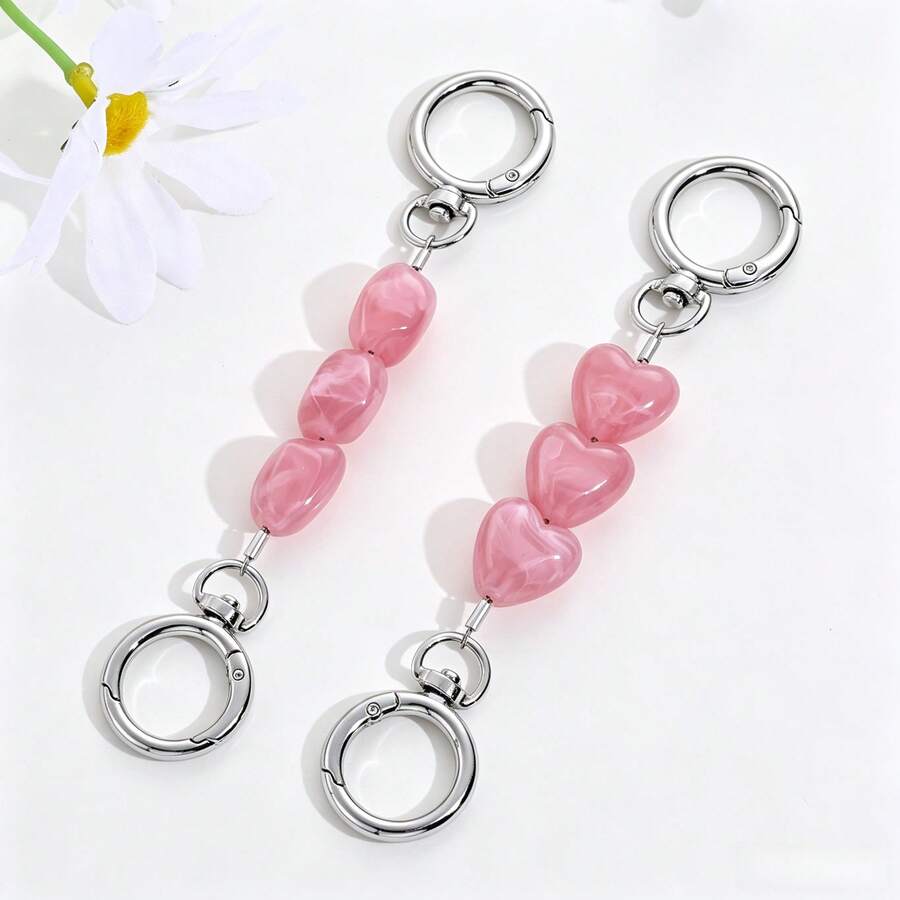 Bag Accessories Bag Extension Chain Beaded Bag Chain One Shoulder Crossbody Strap Modification Extension Replacement Chain - Pink - View 1