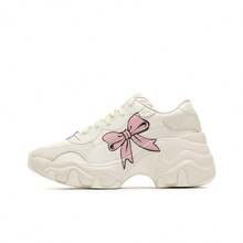 PUMA Pulsar Wedge Split Leather Synthetic Leather Bow Sport Comfort Shock Absorption Wear-Resistant Low-Top Casual Shoes Women's Rice Pink - Off White - View 1