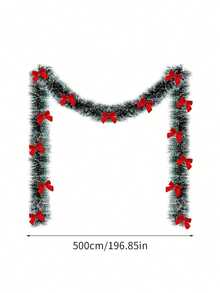 Christmas Wreath Decoration Set, Sequin Wreath And Transparent Mesh Ribbon With Red Bow, Christmas Tree Hanging Ornament, Holiday Home Party Decor - Multicolor - View 10