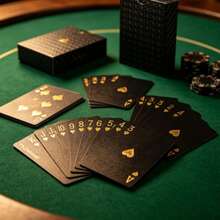 Black Gold Diamond Pattern PVC Plastic Playing Cards, Waterproof, Washable, Flexible, Different From Ordinary Paper Playing Cards. Applicable Scenes: Texas Hold'em, Board Games, Magic Performances, Card Flourishing Practice, Collection Gifts, Party Entertainment - Multicolor - View 2
