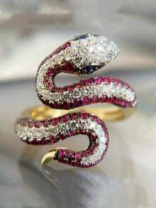 YOYO Gothic Snake Ring, Suitable For Daily Wear, Parties And Halloween - Gold - View 2