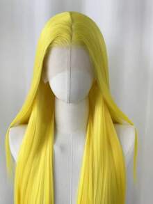 websterwigs Halloween Cosplay Lemon Yellow 13x4 HD Lace Front Wig Hand Tied Transparent Lace Medium Cap For Women Fashion 150% Density - Multicolor - View 4