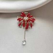 1pc Elegant Zinc Alloy Fireworks Brooch Suitable For Spring Summer Autumn Winter Daily Wear - Red - View 2