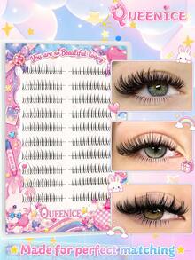 Queenice Segmented Individual False Eyelashes, Manga Dense Fluffy Under Lashes, Versatile Natural Lashes, Lightweight Soft Reusable, Easy To Apply, Natural Airy Look, Brighten Eyes, Perfect For Daily, Halloween, Christmas Parties & Various Makeup - D - View 2