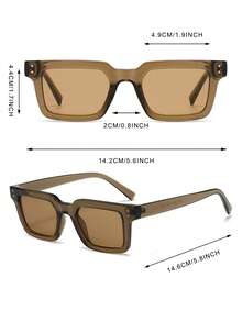 1 Pair Men's Gray-Tea Square Minimalist Solid Color Casual Street Style Vacation Fashion Glasses - Grey Tea Frame - View 4