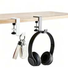 No-Drill Desktop Hook, Heavy-Duty Metal Clamp-Style Hanging Rack, Suitable For Office And Home Storage, Adjustable Screw-Fixing Bracket - Hook - View 3