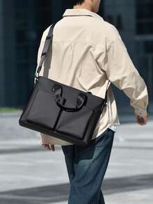 Men's Business Laptop Bag 14 Inch Laptop Case Large Capacity Briefcase Commuter Office Travel Crossbody Shoulder Bag Student Storage Computer Bag - A - View 4