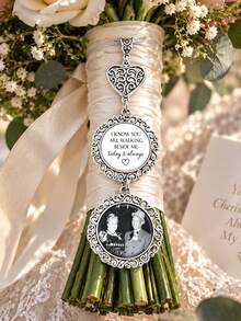 Wedding Bouquet Commemorative Photo Pendant, Silver Keepsake - Multicolor - View 3