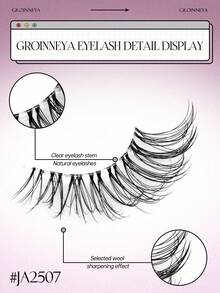 10 Pairs Half Lash False Eyelashes, Transparent Stem, Cat Eye Style, Short Soft 3D Faux Mink Hair False Eyelashes, Soft Natural Makeup Look (JA2507) - Black - View 4