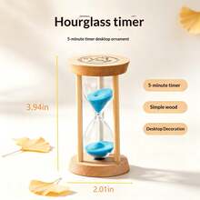 Round Wooden 5-Minute Timer, Multiple Sand Colors Available! Solid Wood Frame With High-Transparency Glass, Compact And Portable, Space-Saving, Perfect For Brushing Teeth, Study Self-Discipline Timing, Gentle Healing Desktop Decor, Anti-Drop Durable And Stylish - Multicolor - View 3