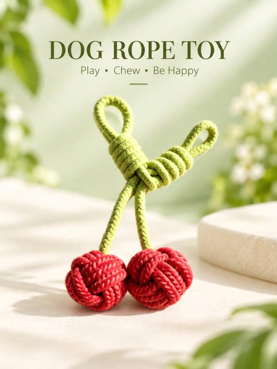 Cherry Shaped Dog Rope Toy, Interactive Chew & Tug Toy With Double Knot ...
