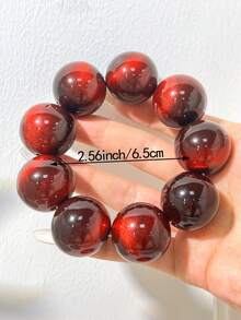 Vintage Luxury Burgundy Swirl Resin Bracelet, Colorful Crystal Decorated Glossy Resin Wide Bangle, Inlaid With Multicolored Round Rhinestones, Elegant Handmade Jewelry, Suitable For Daily Wear, Dates, Weddings And Formal Parties - Multicolor B - View 7