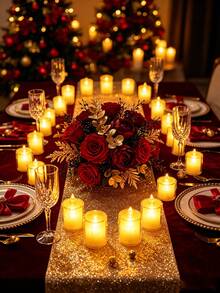 12/24pcs Crystal Decorative Flameless LED Candles, Battery Operated Realistic Tea Light Candles, Christmas Table Wedding Party Decoration, Switch Control, Batteries Included, Proposal Wedding Birthday Home Decor Electronic Candle Lights - Tears - View 7